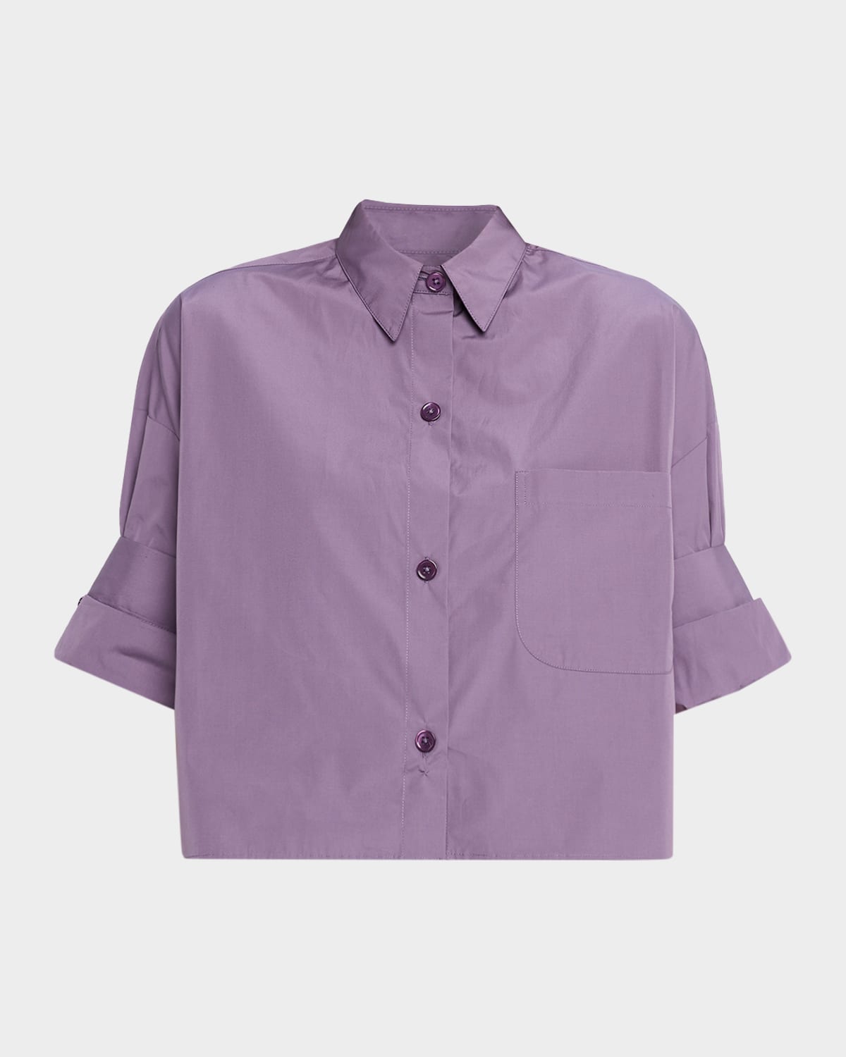 Twp Next Ex Cropped Shirt In Super Compact Poplin In Purple