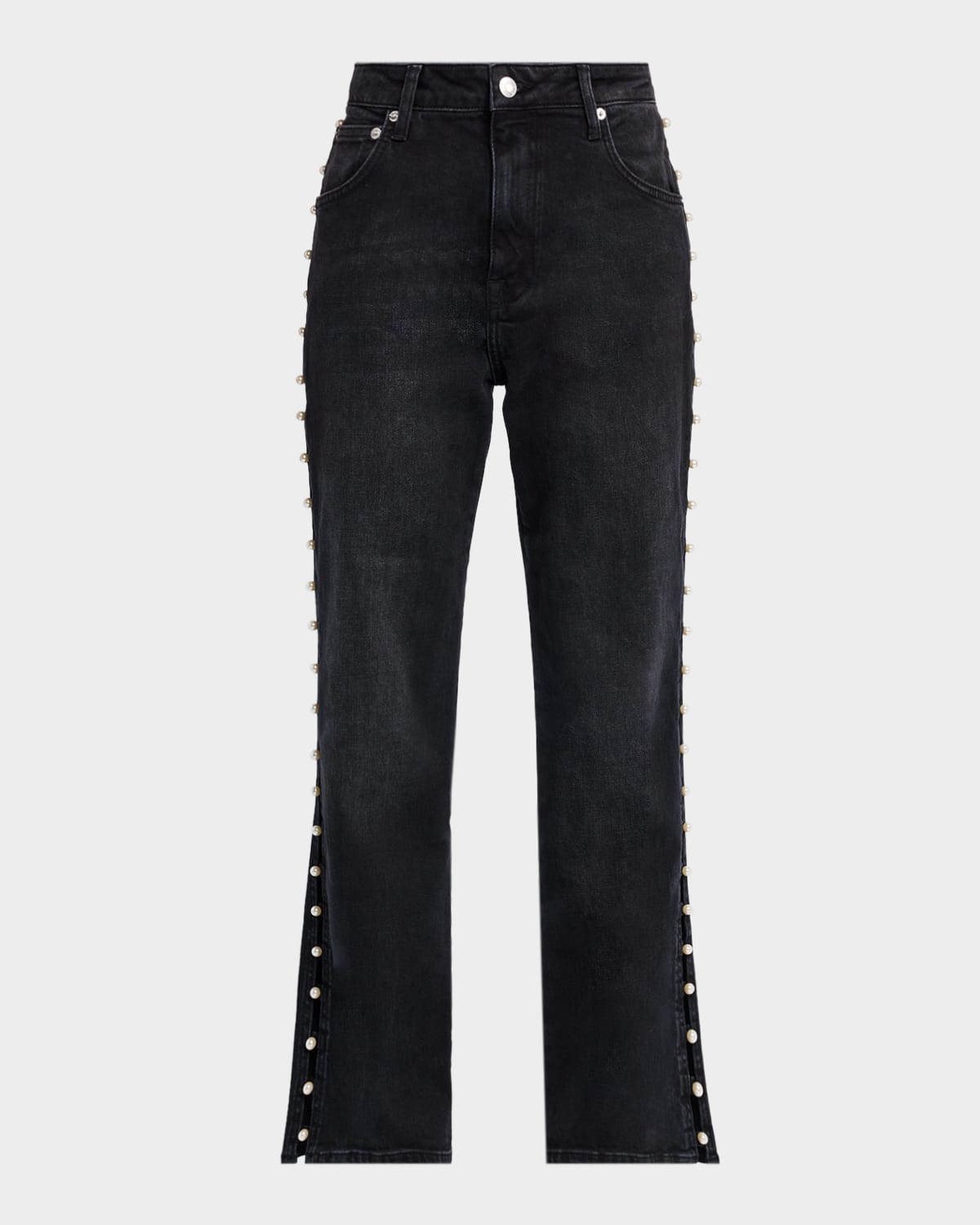 Simkhai Amelia Embellished Straight Jeans In Black