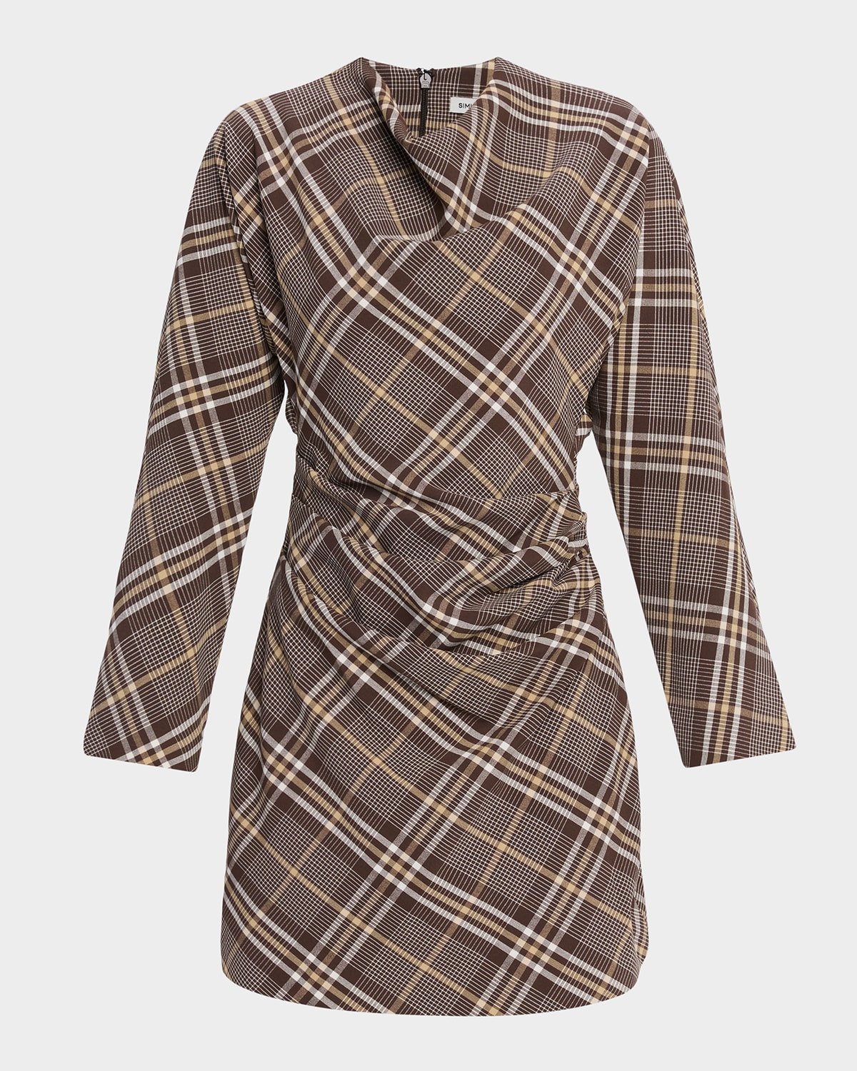 SIMKHAI Harpor Satin Long-Sleeve Mini Dress