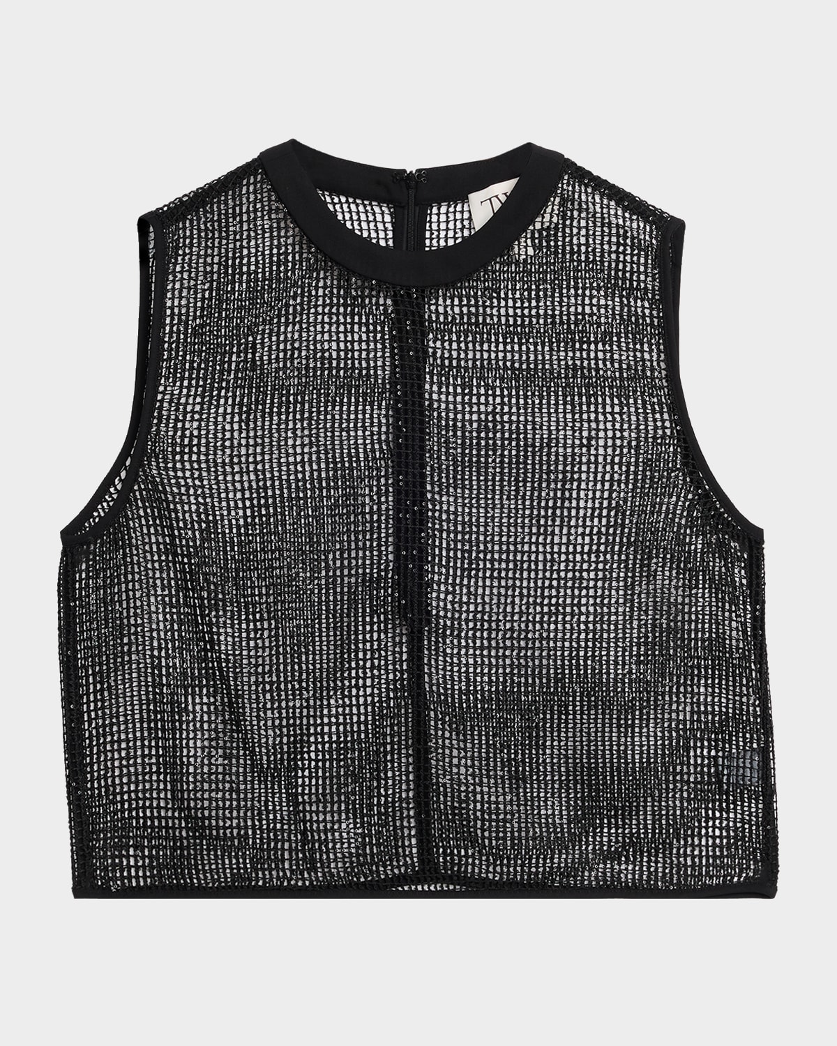 Twp Mini Sequined Netting Muscle Tank In Black