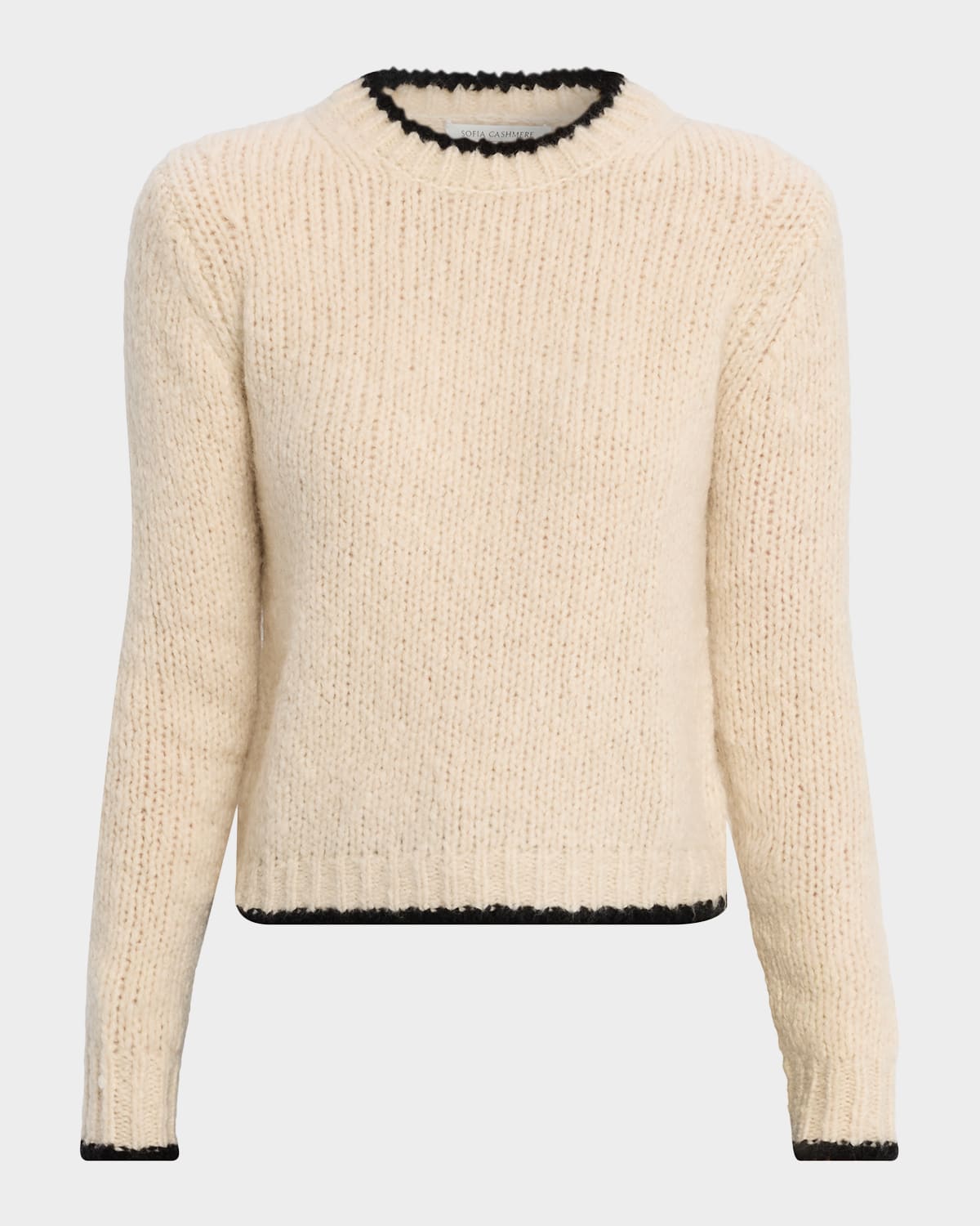 Sofia Cashmere Crewneck Boucle Knit Sweater In Neutral