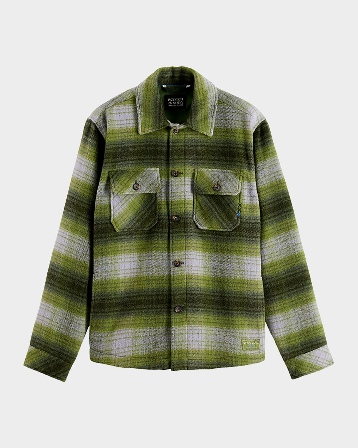 Scotch & Soda Men's Check Wool-blend Overshirt In Green