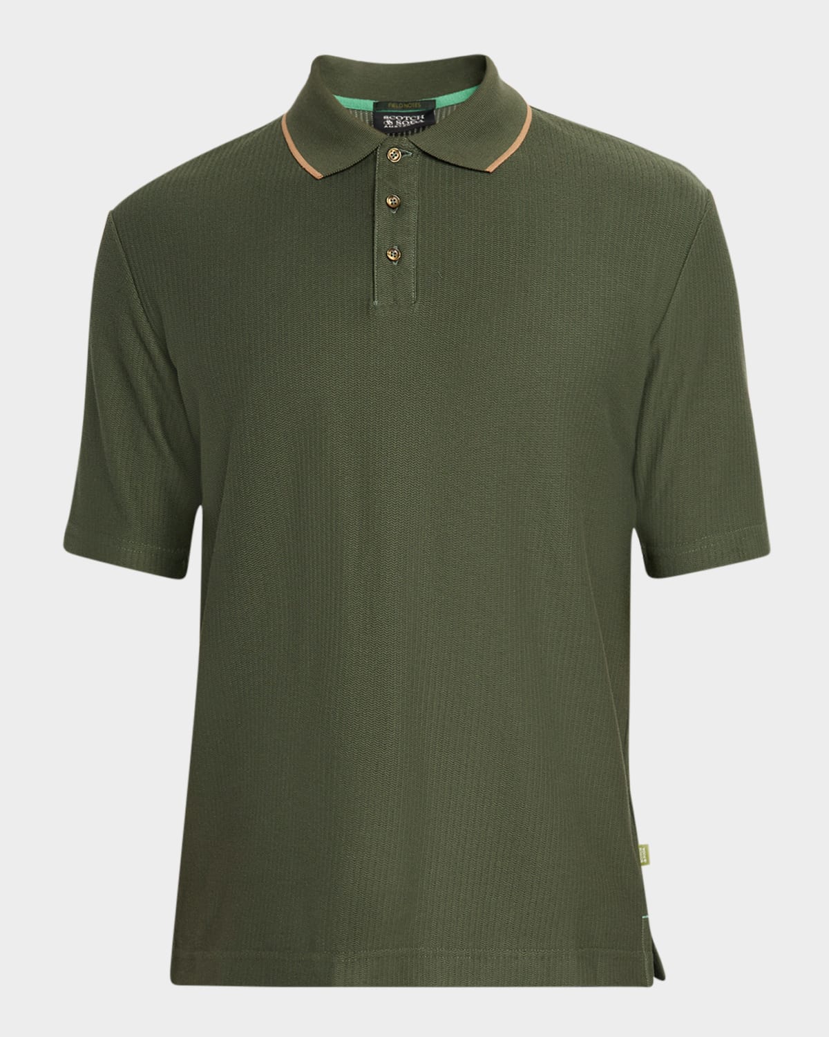 Scotch & Soda Men's Cotton Micro-chevron Classic Fit Polo Shirt In Green