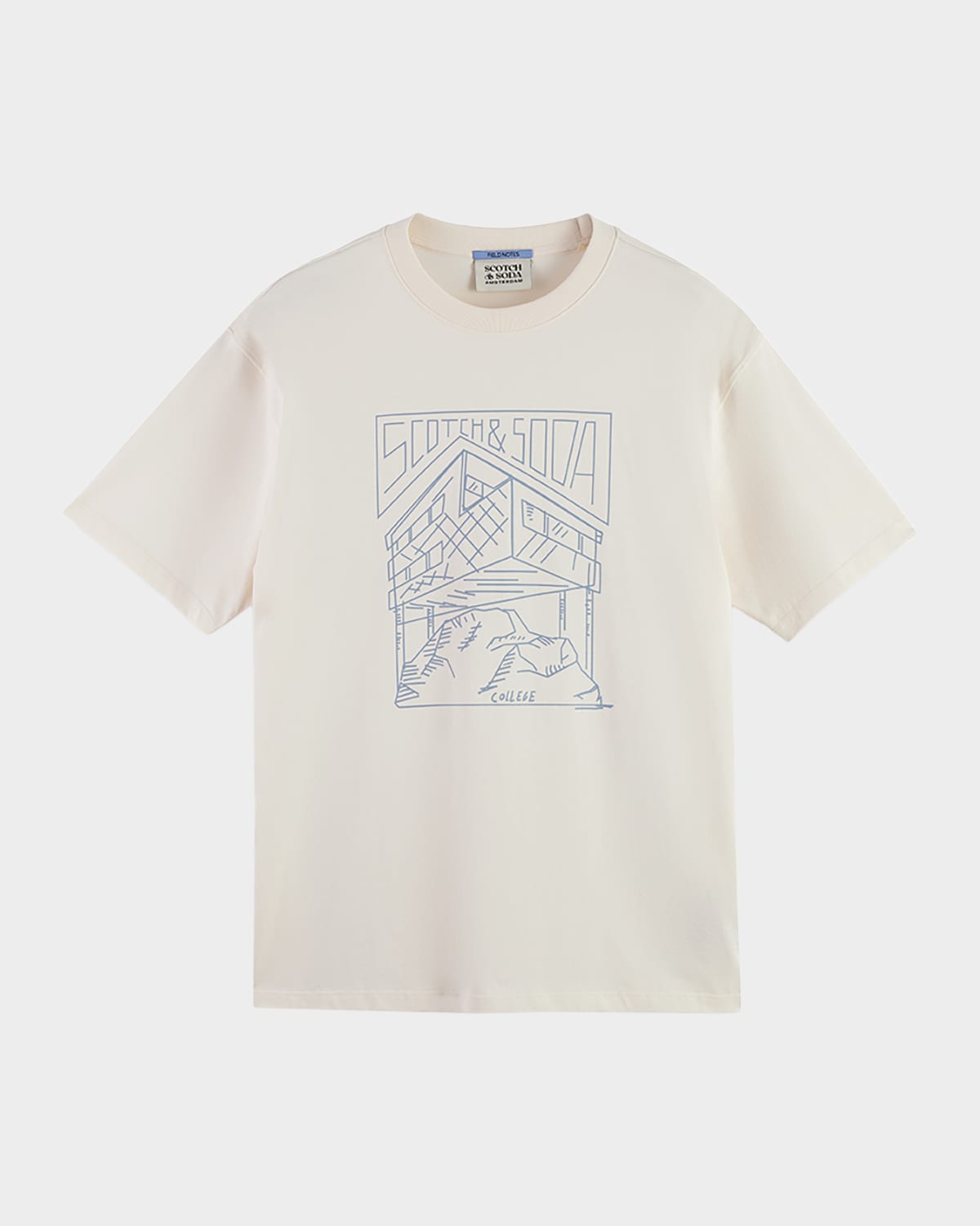 Scotch & Soda Men's Relaxed Fit Linework Logo T-shirt In White
