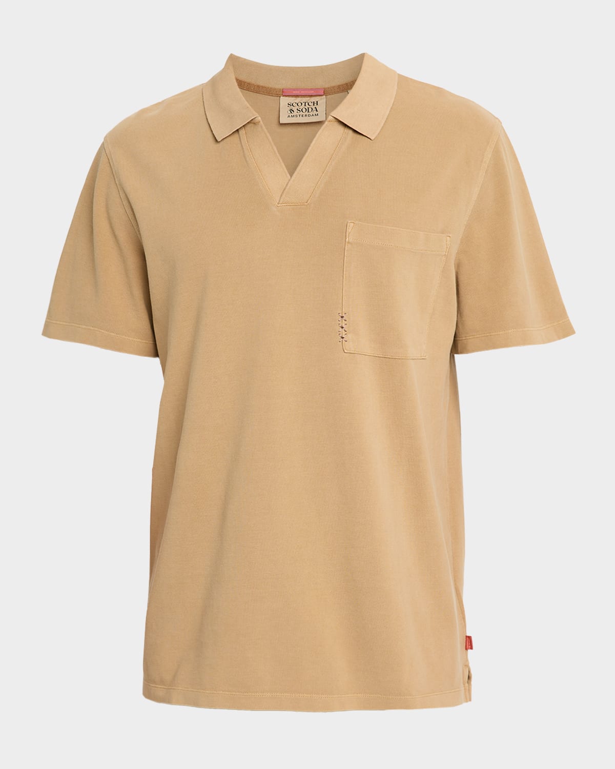 Scotch & Soda Men's Garment-dyed Pique Relaxed-fit Pocket Polo Shirt In Brown