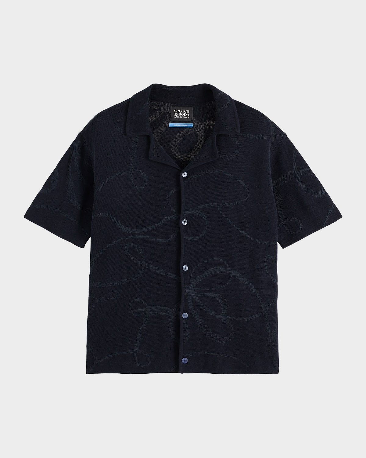 Scotch & Soda Men 's Jacquard Knit Short-Sleeve Shirt