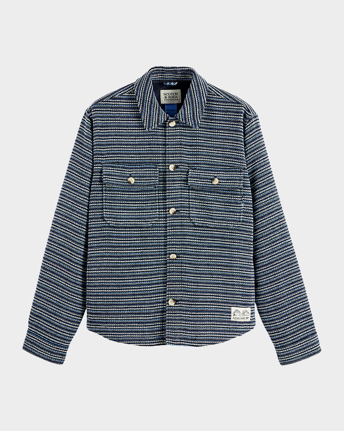Scotch & Soda Men's Structured Stripe Overshirt In Blue