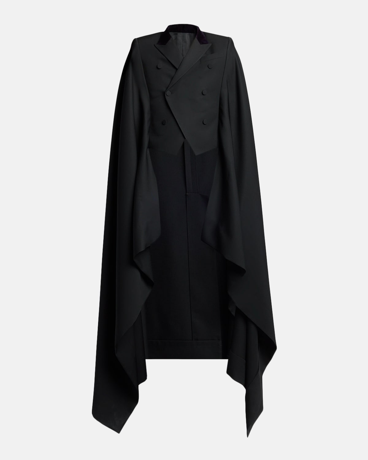 Alexander Mcqueen Men's Wool Double-breasted Cape Coat In Black