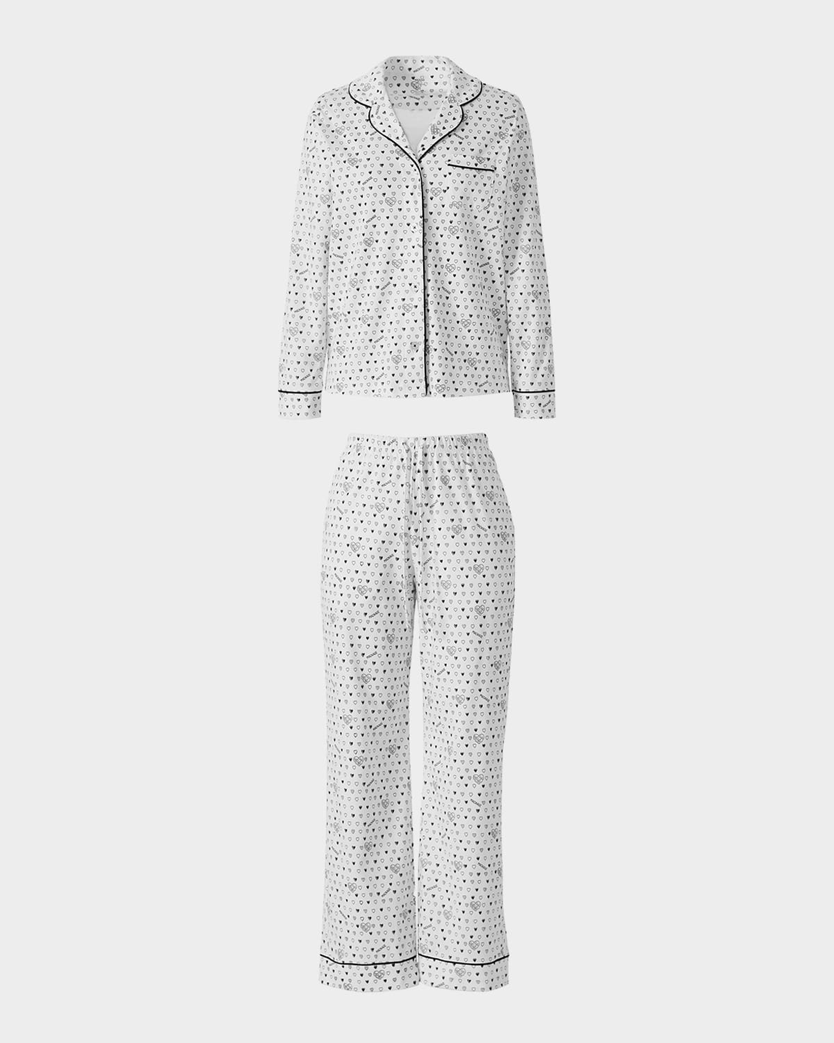 Mackage X Roller Rabbit X Roller Rabbit Heart-print Cotton Pajama Set In White