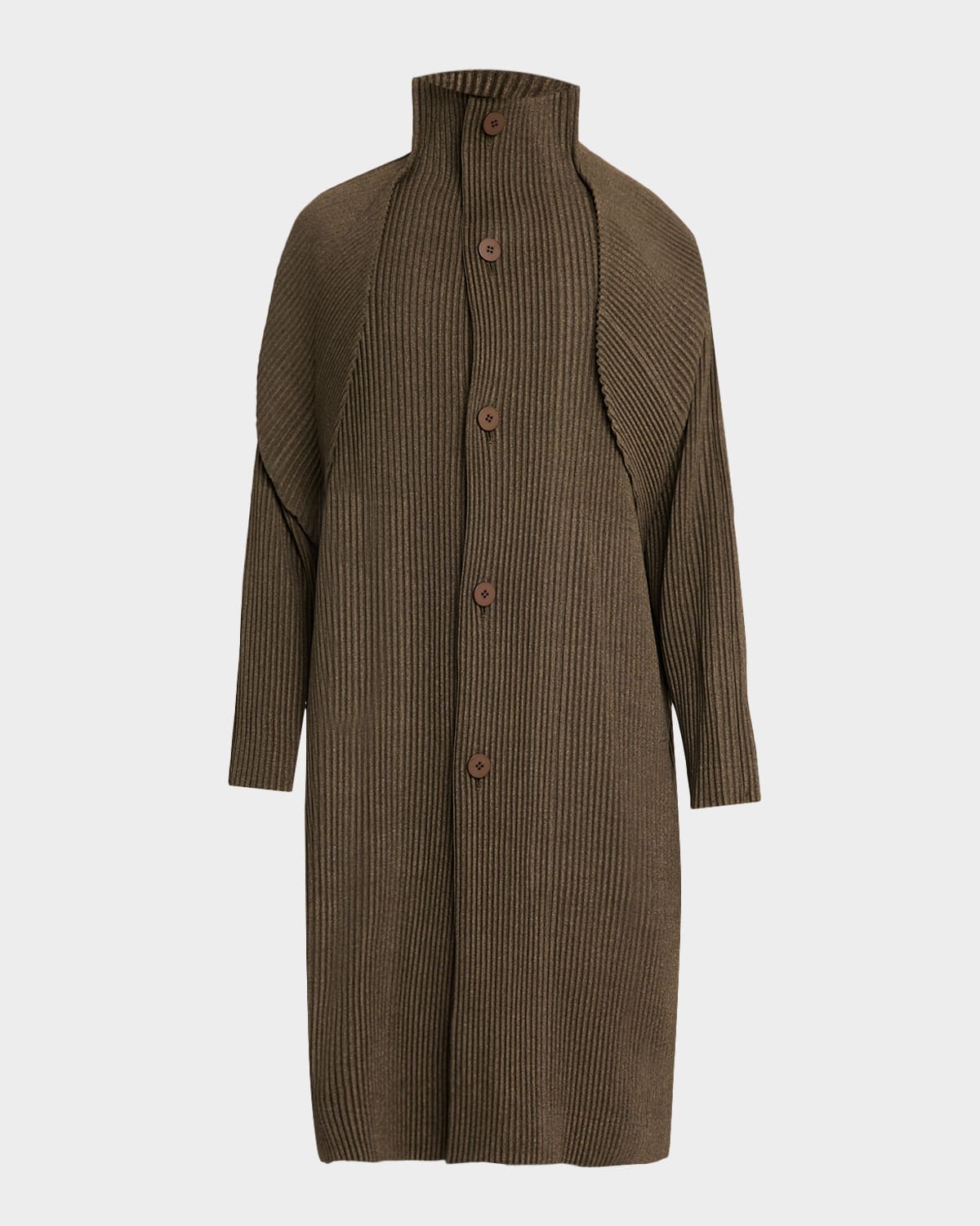 Men 's Wool Like Light Pleated Long Coat