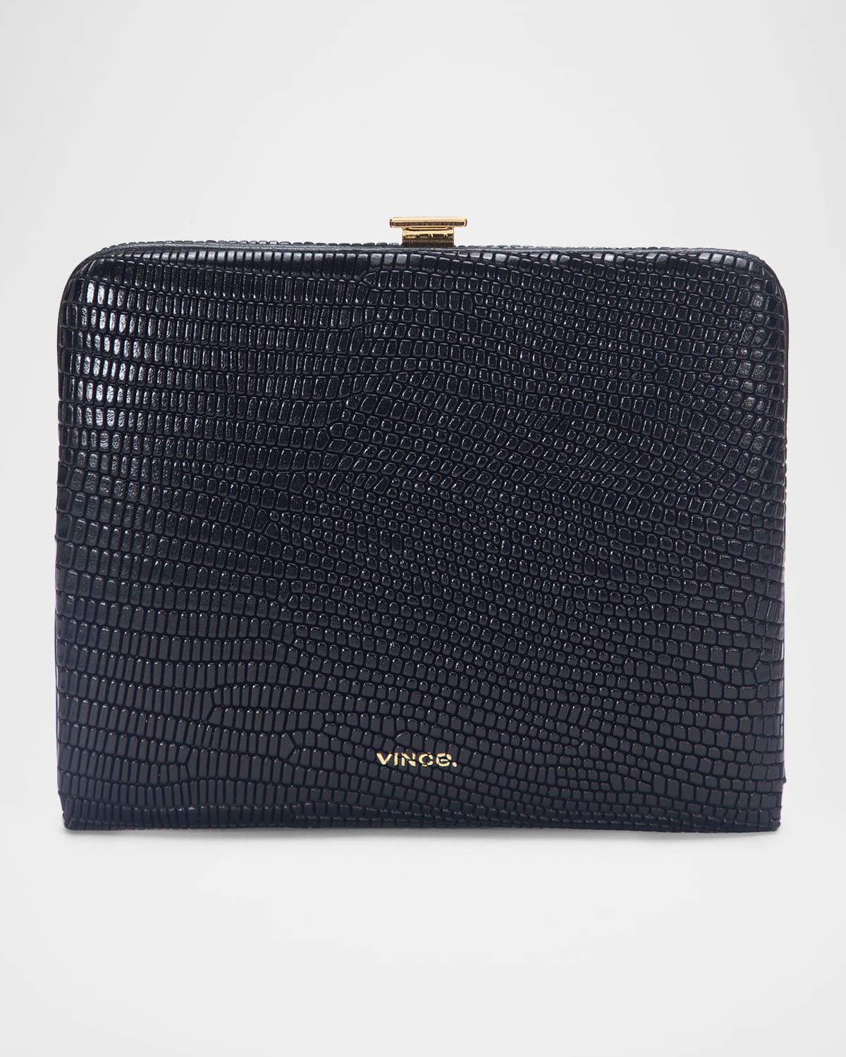 Vince Frame Lizard-effect Leather Wallet In Black
