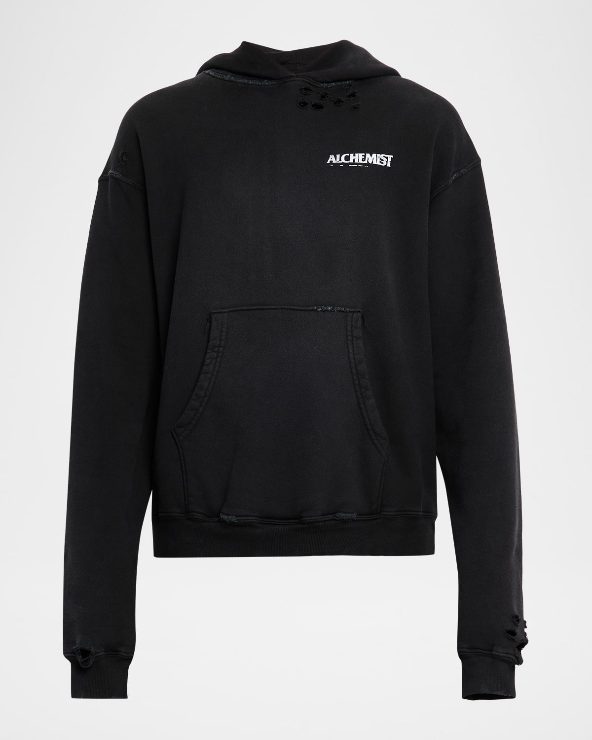 Alchemist Men's Perfect Distressed Cotton Logo Hoodie In Black