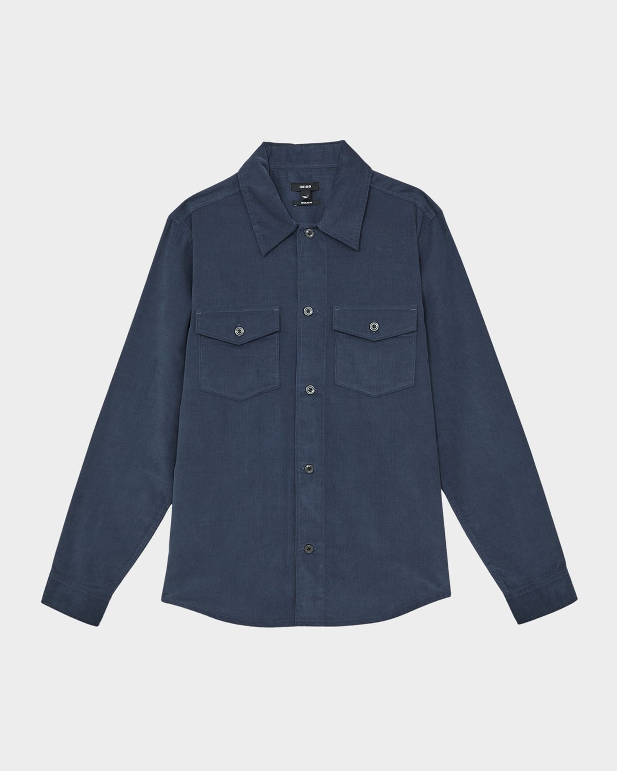 Reiss Mens Kai Twin-pocket Regular-fit Corduroy Overshirt Airforce Blue Xs In Blue