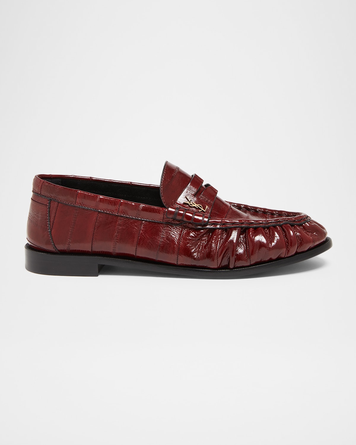 Saint Laurent Le Loafer Eel Leather Penny Loafers In Burgundy
