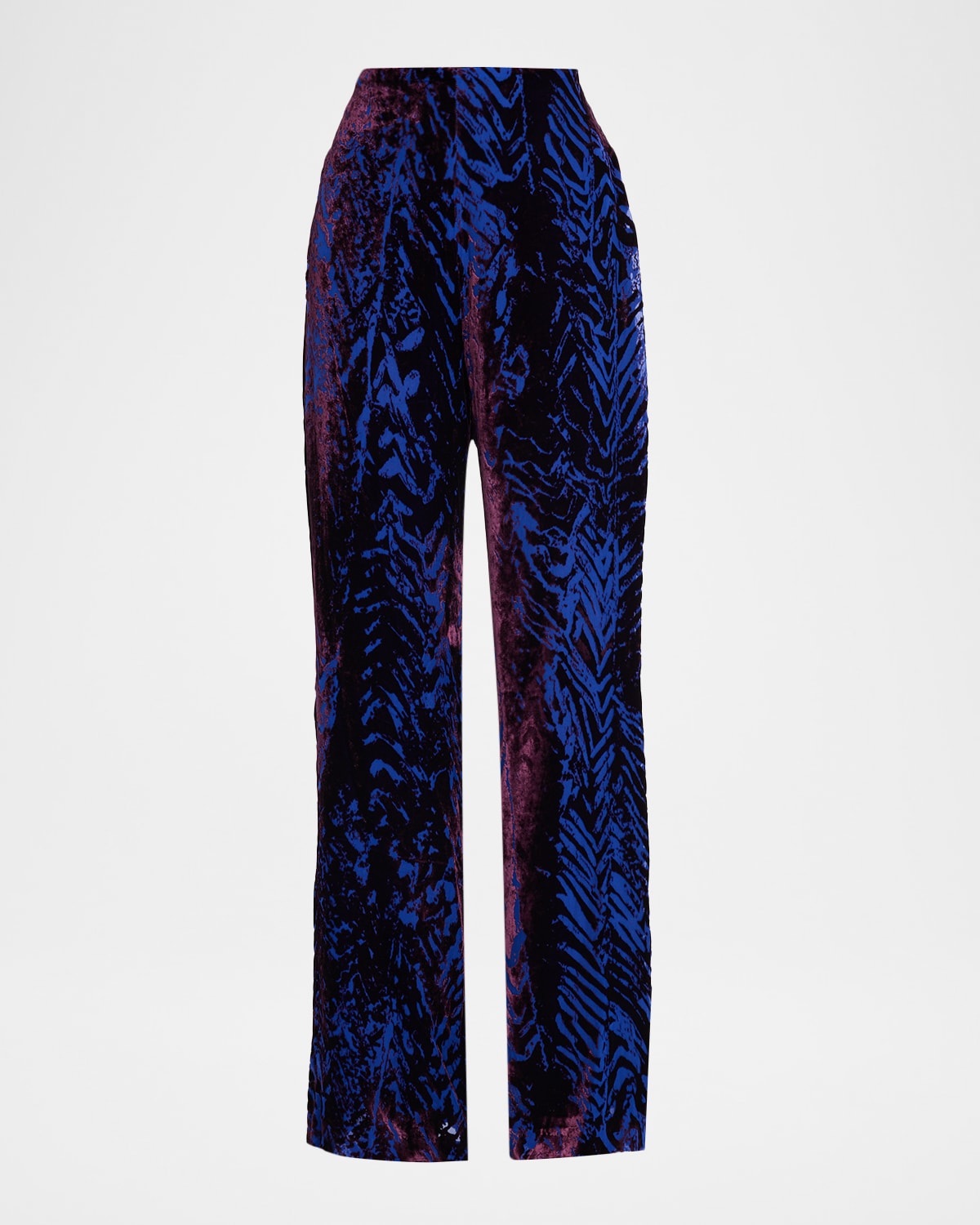 Silvia Tcherassi Como Velvet Burnout Wide-Leg Pants