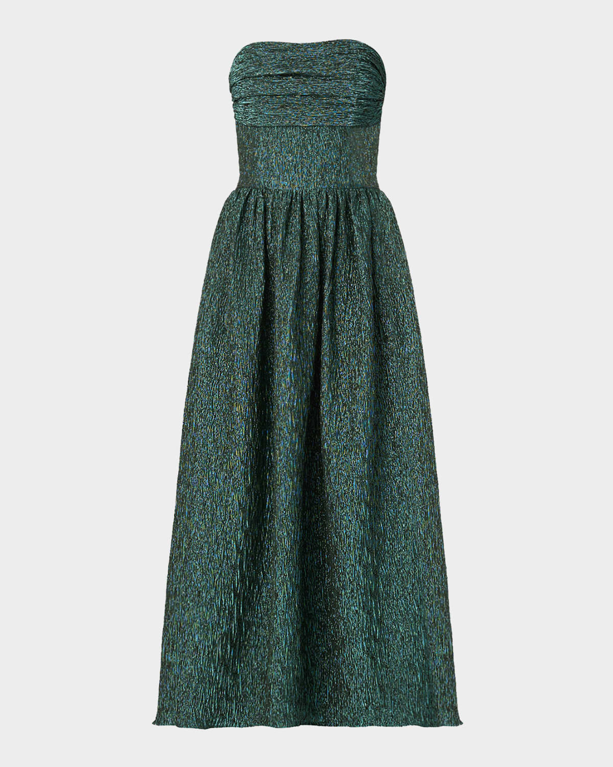 Shoshanna Lilla Strapless Metallic Jacquard Maxi Dress In Blue