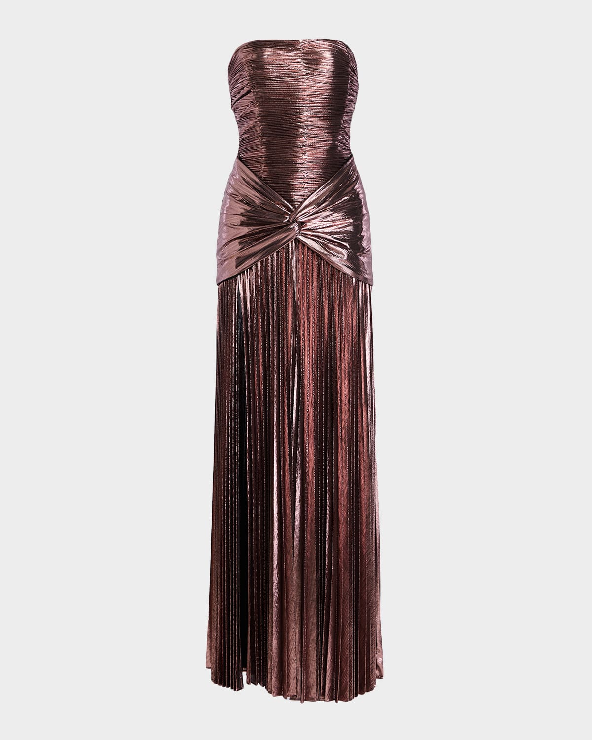 Retroféte Aelita Metallic Pleated Strapless Gown In Multi