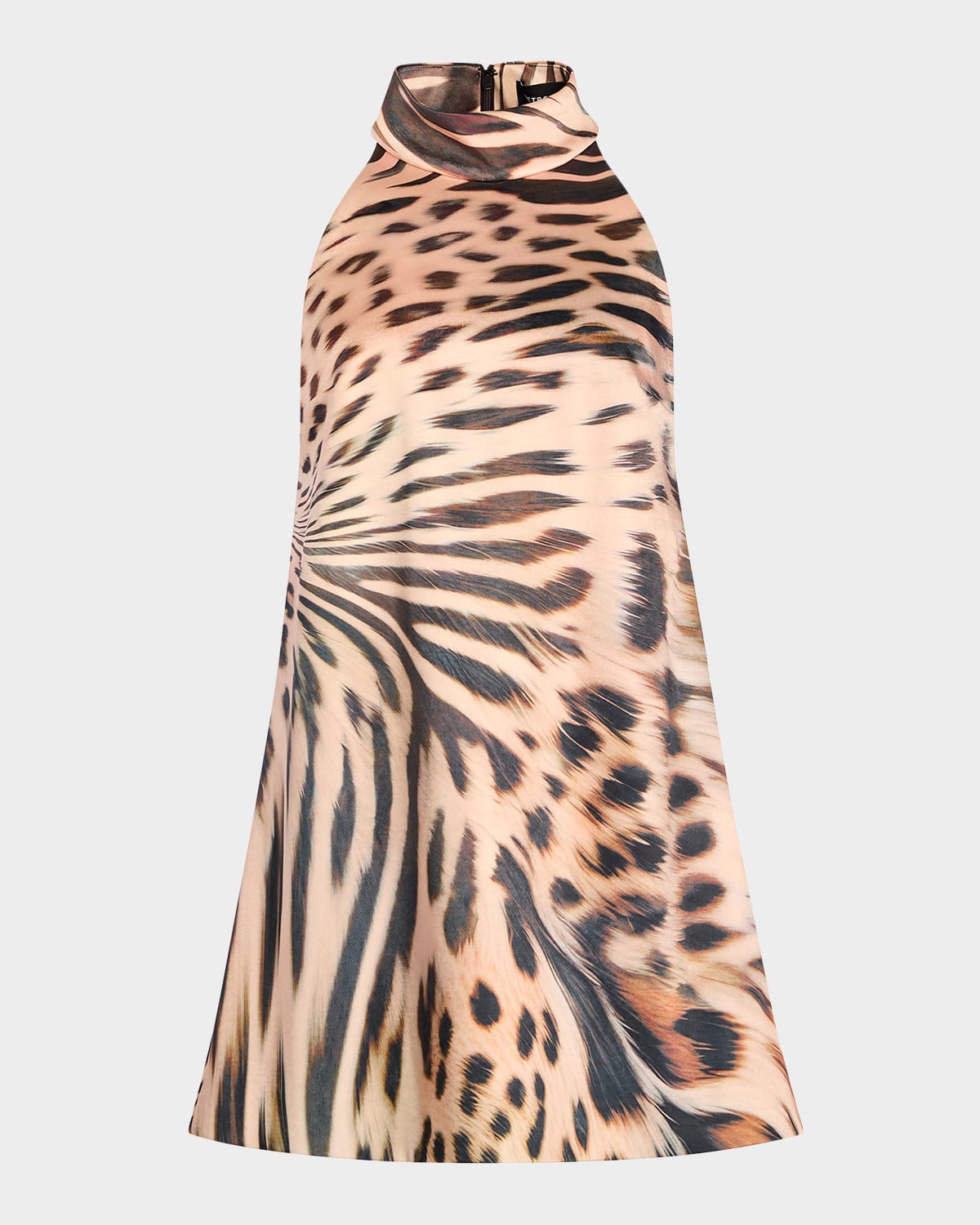 Retrofete Glindy Animal Print High-Neck Mini Dress