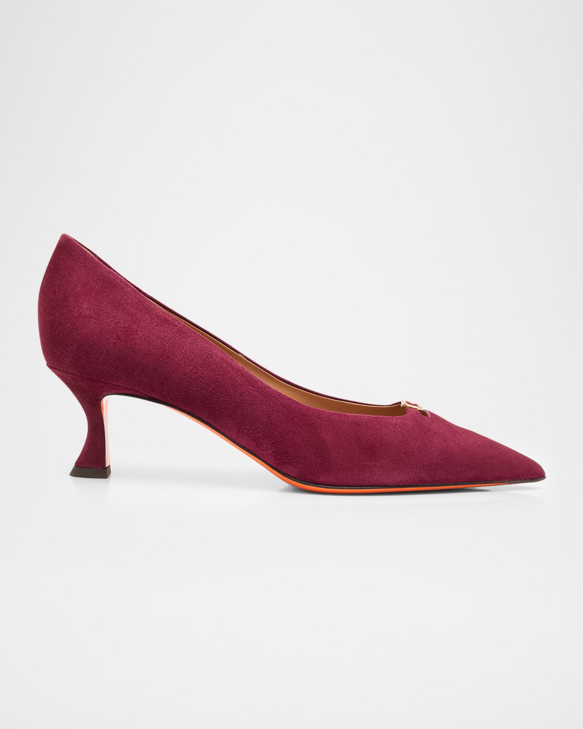 Santoni Suede Buckle Mid-heel Pumps In Red
