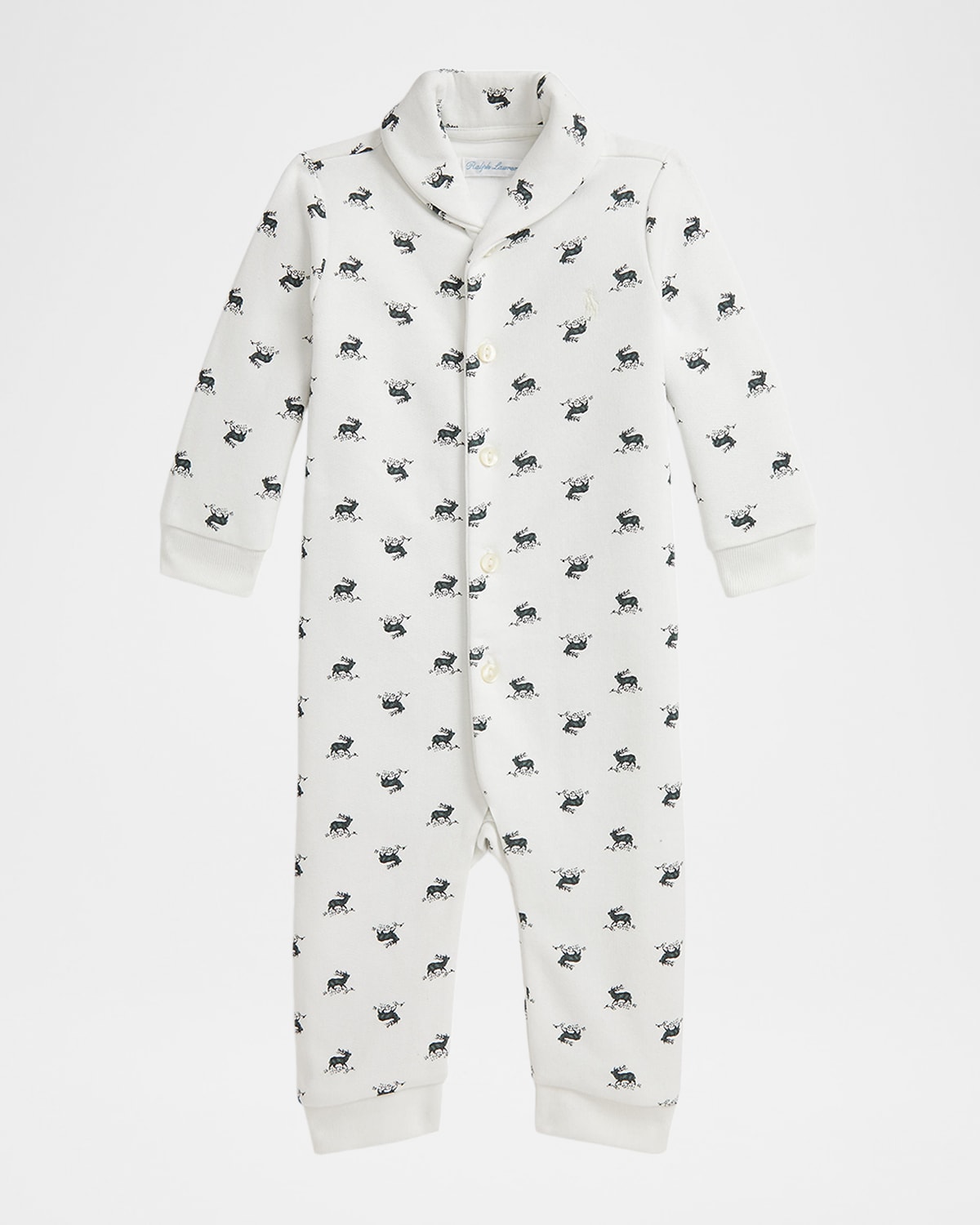 Ralph Lauren Kids' Boy's Elk-print Fleece Coverall In Multi