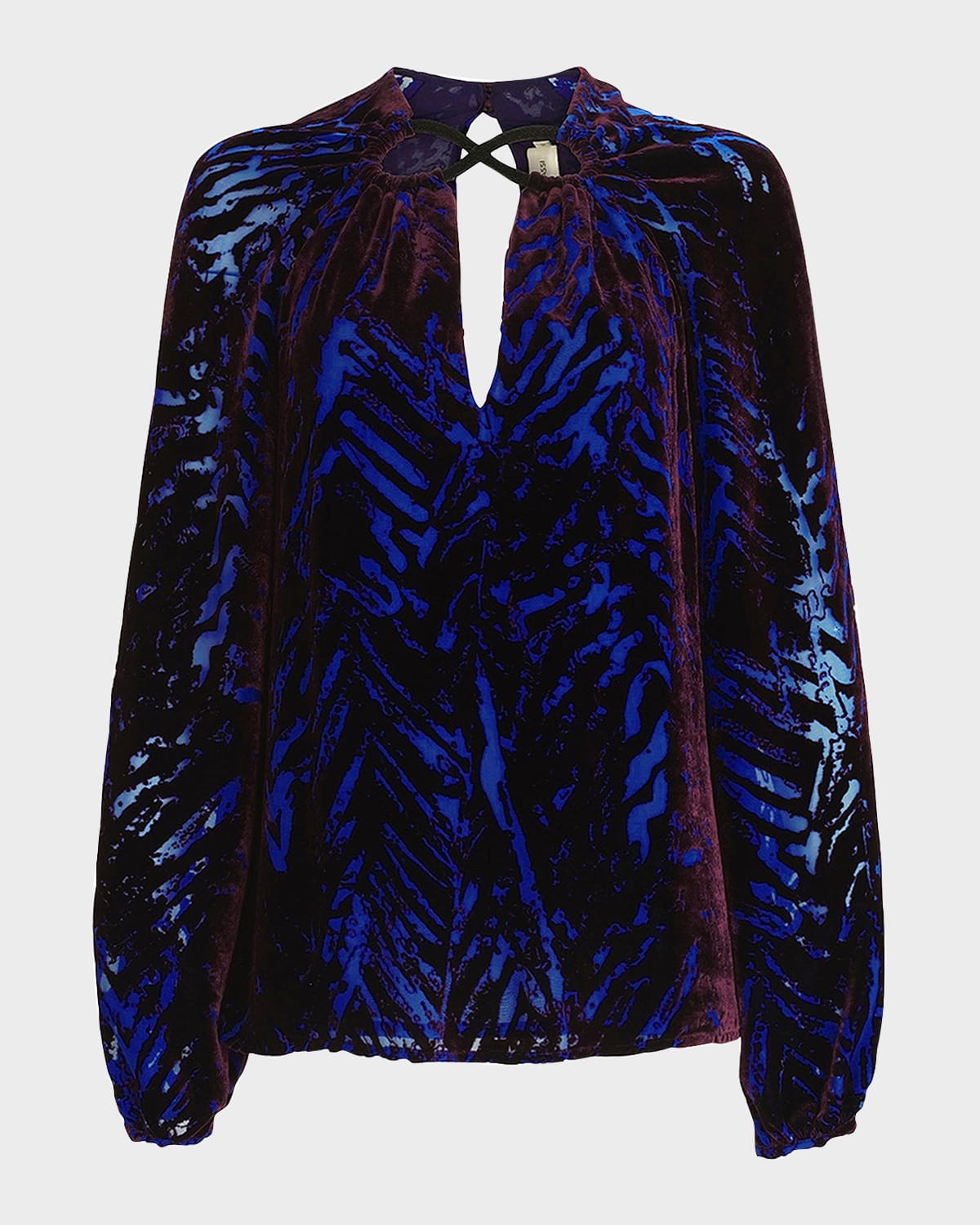 Silvia Tcherassi Ximena Velvet Burnout Long-Sleeve Blouse