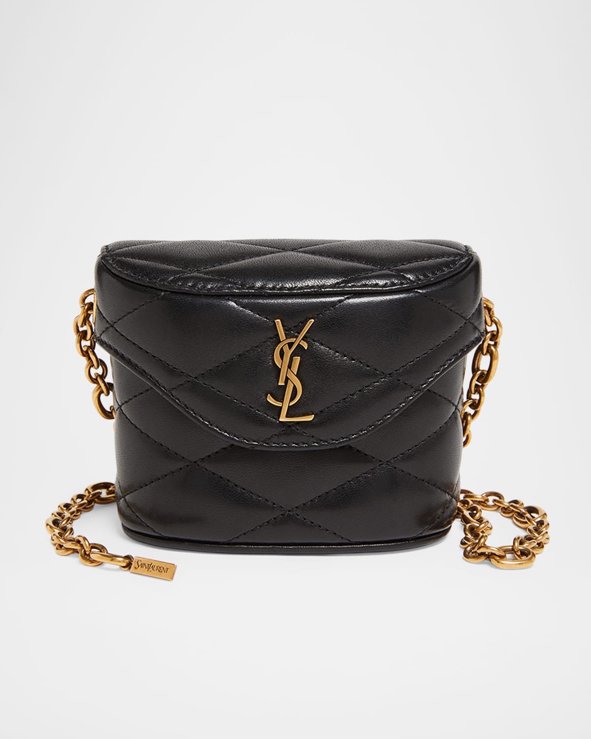 Saint Laurent June Ysl Quilted Leather Belt Bag In Black