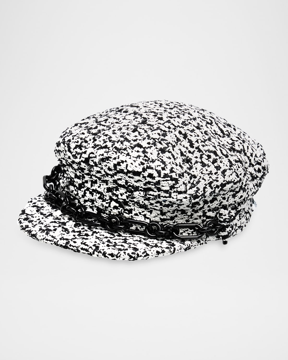 Balmain Chain Tweed Newsboy Cap