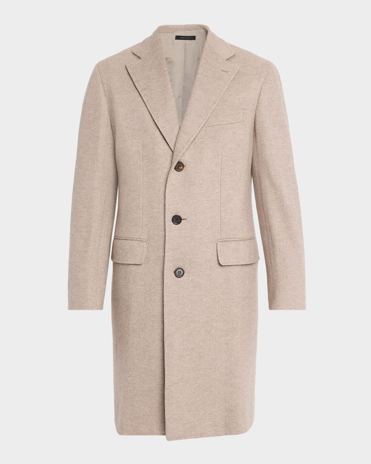Brioni Men's Solferino Cashmere Herringbone Overcoat In Brown
