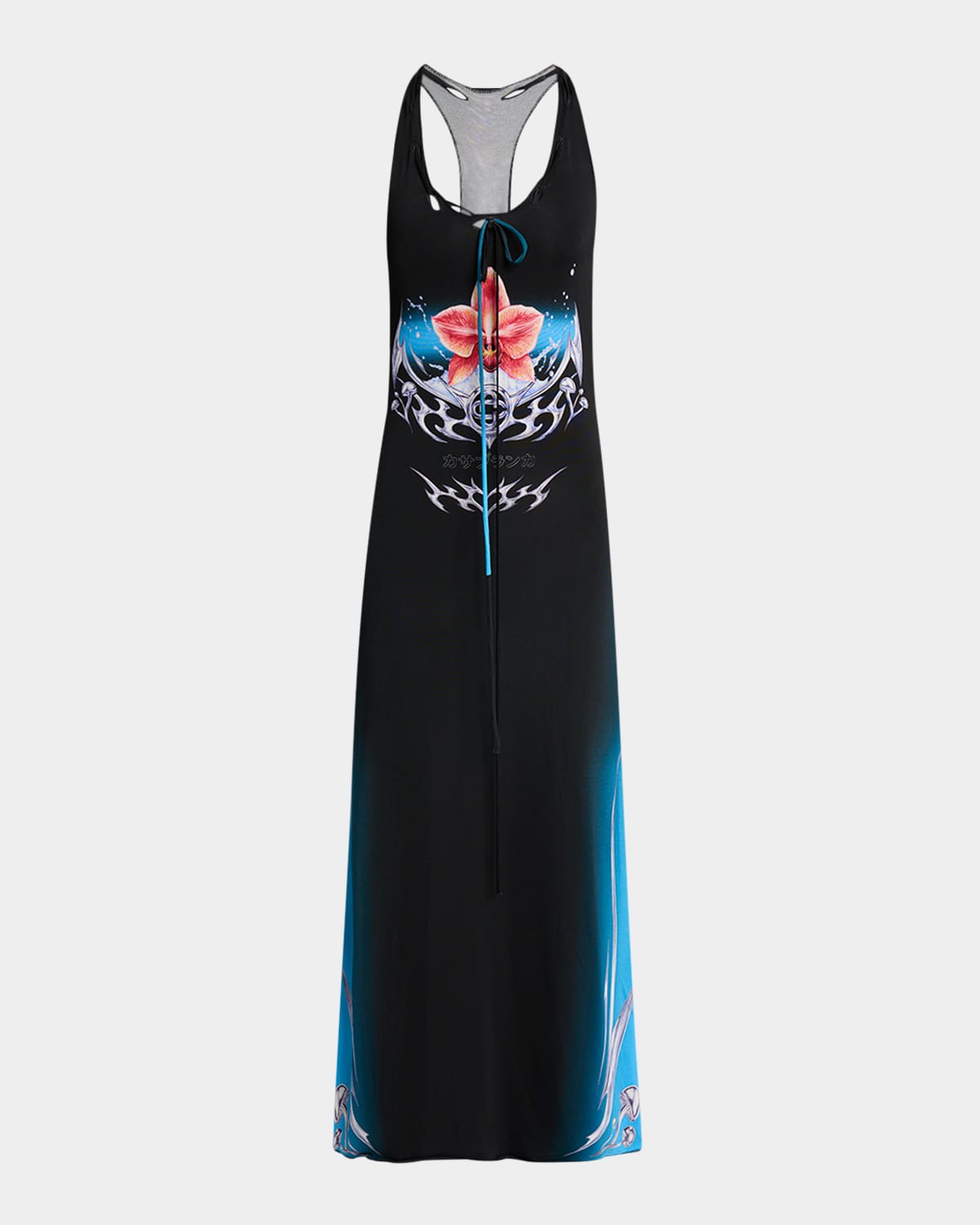 CASABLANCA Blades-Print Jersey Racerback Midi Tank Dress