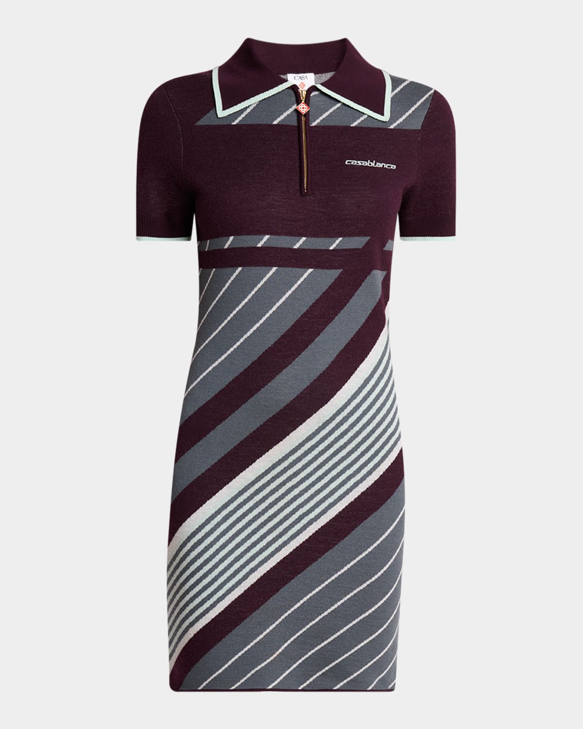 Casablanca "diagonal" Tennis Polo Dress In Purple