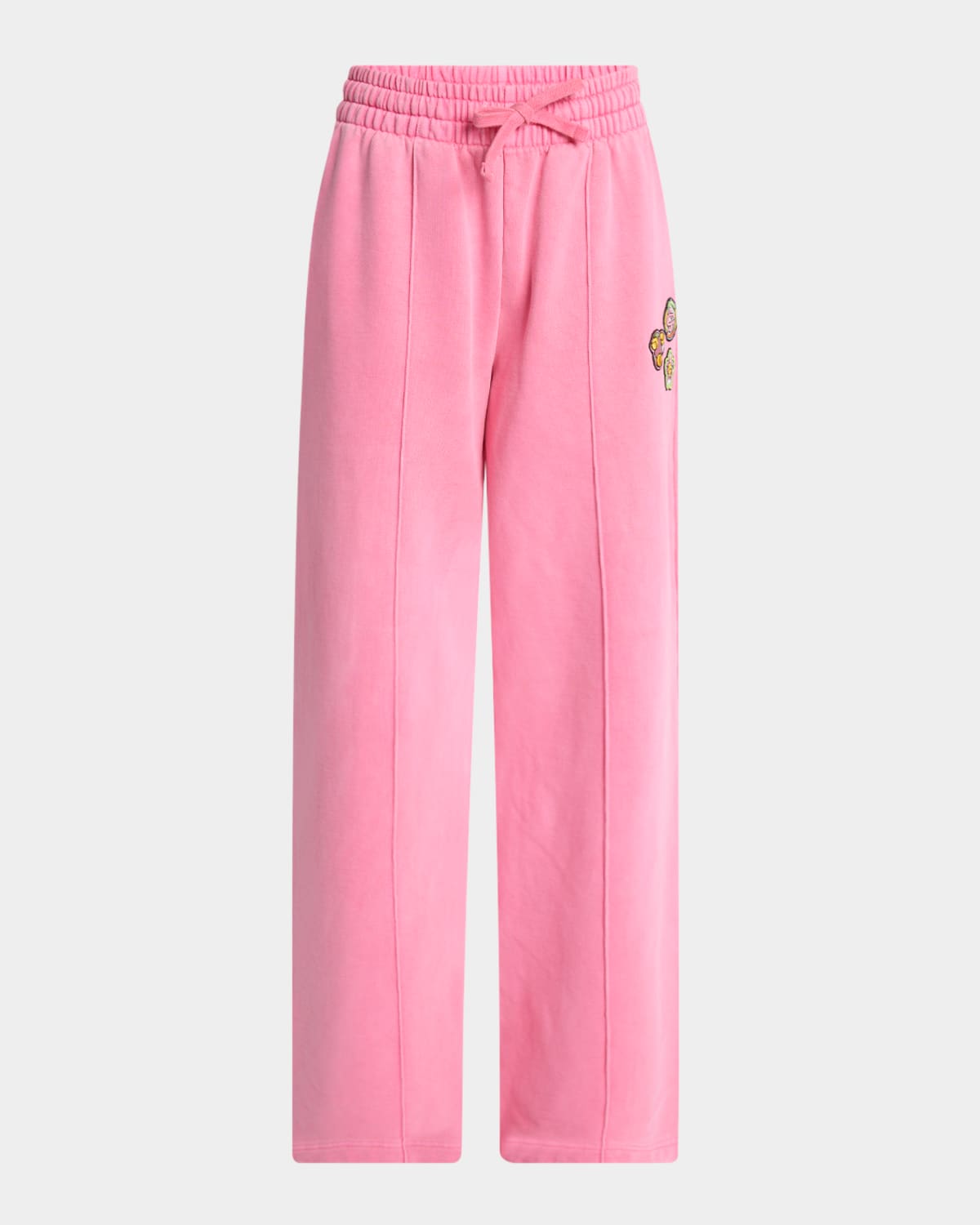 Casablanca Patches Pintuck Wide-leg Sweatpants In Pink