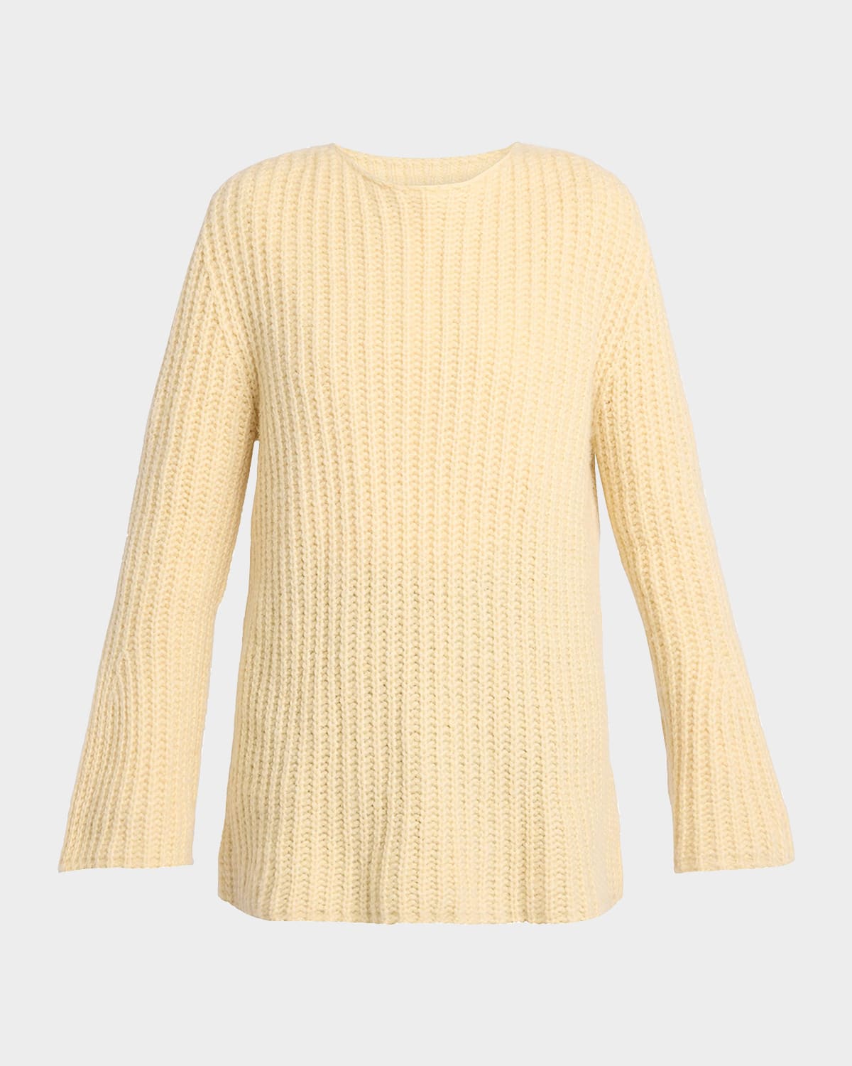 The Row Mirr Bell-sleeve Cashmere Rib Sweater In Neutral