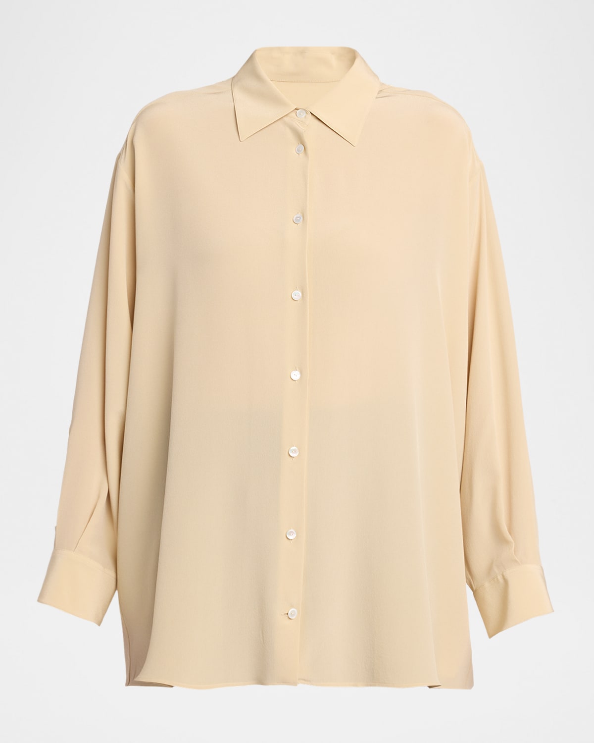 The Row Luka Oversized Silk Button-down Shirt In Yellow