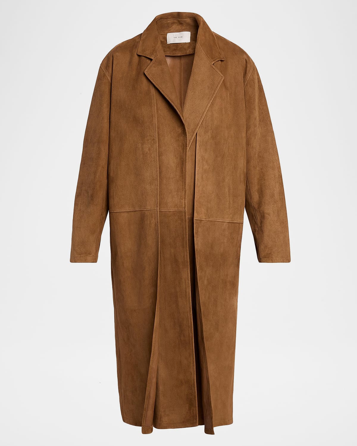 The Row Serenis Layered Suede Open Coat In Brown