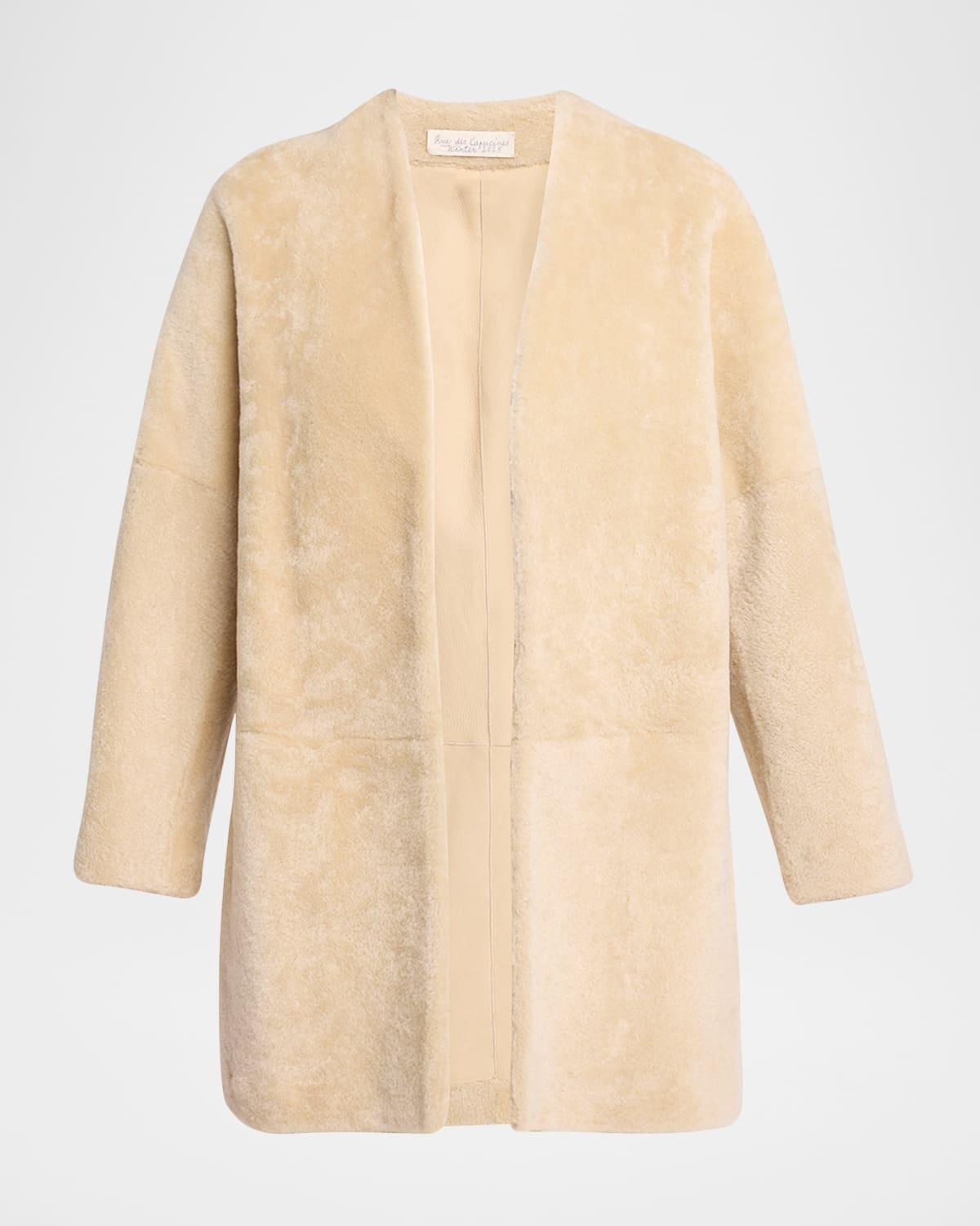 The Row Alarise Lamb Shearling Open Coat In White