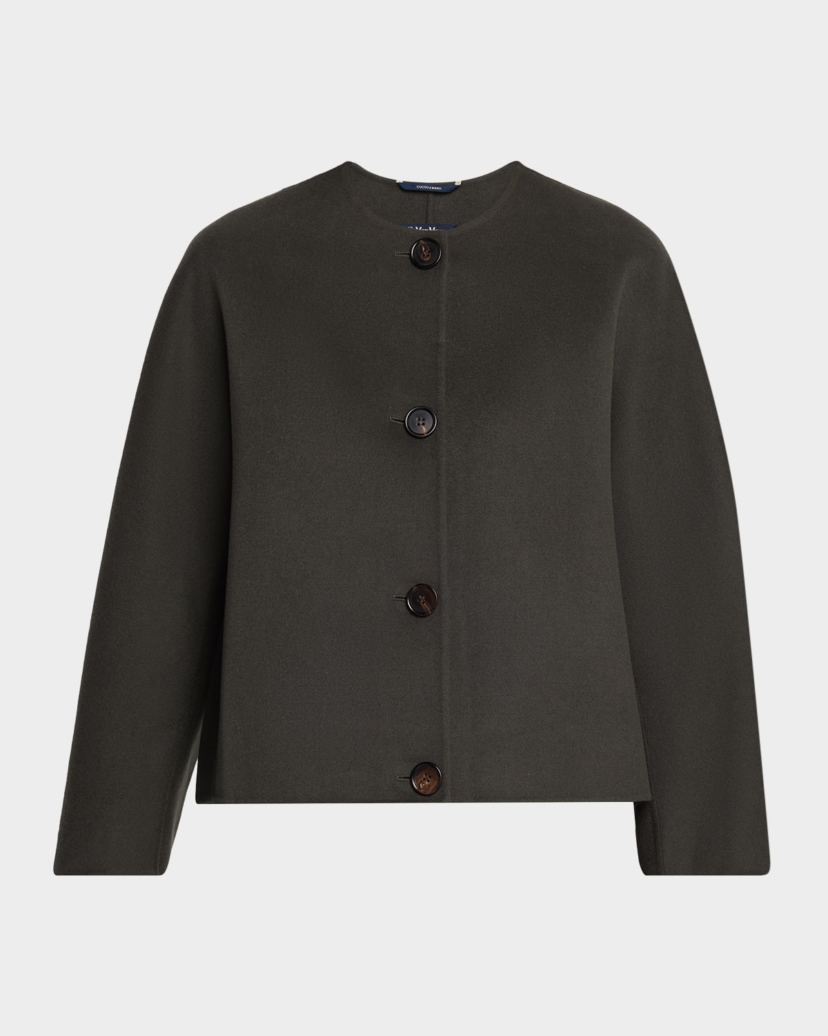 Max Mara Wool Button-front Jacket In Green