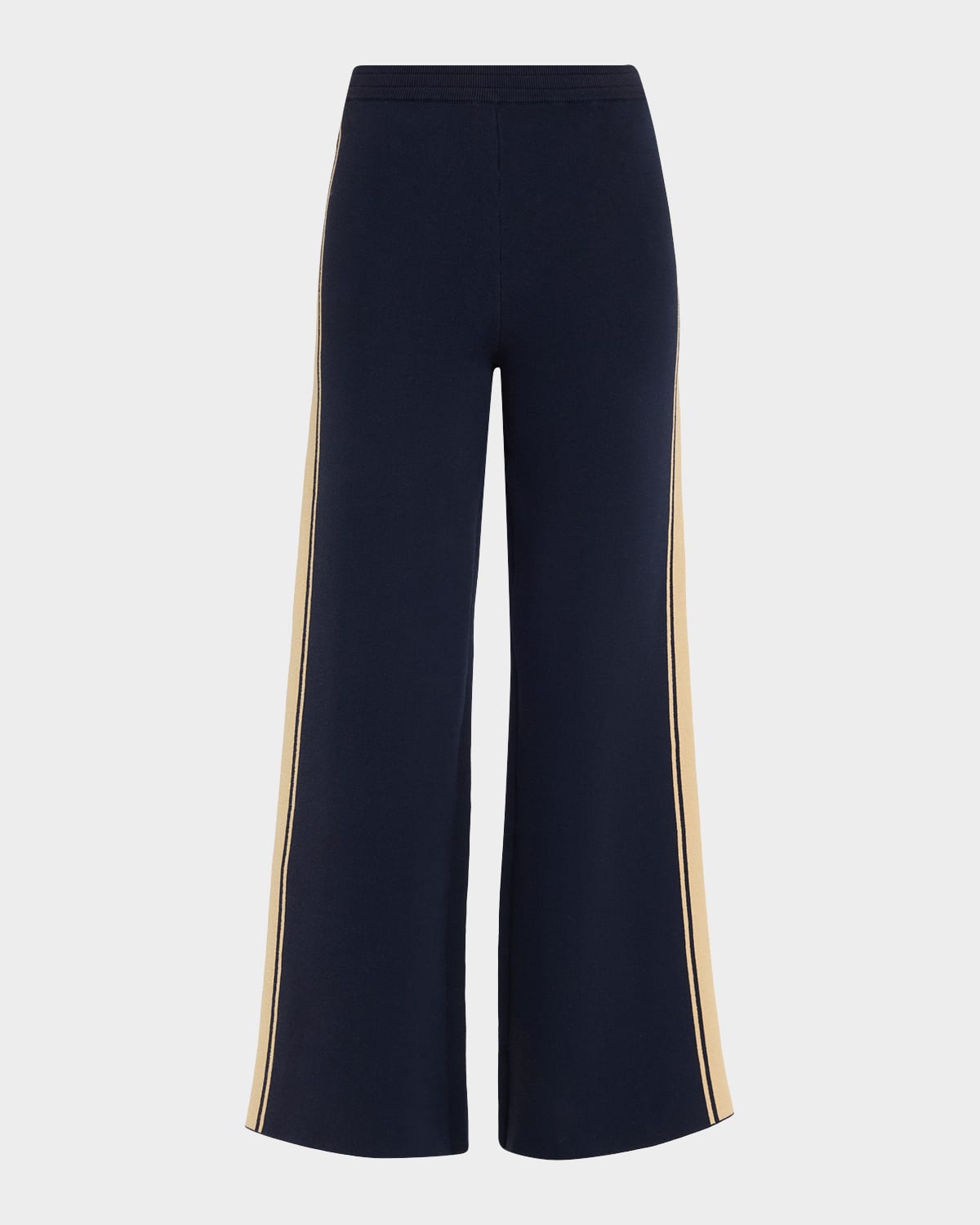 The Upside Cosmo Freya Side-stripe Knit Wide-leg Sweatpants In Blue