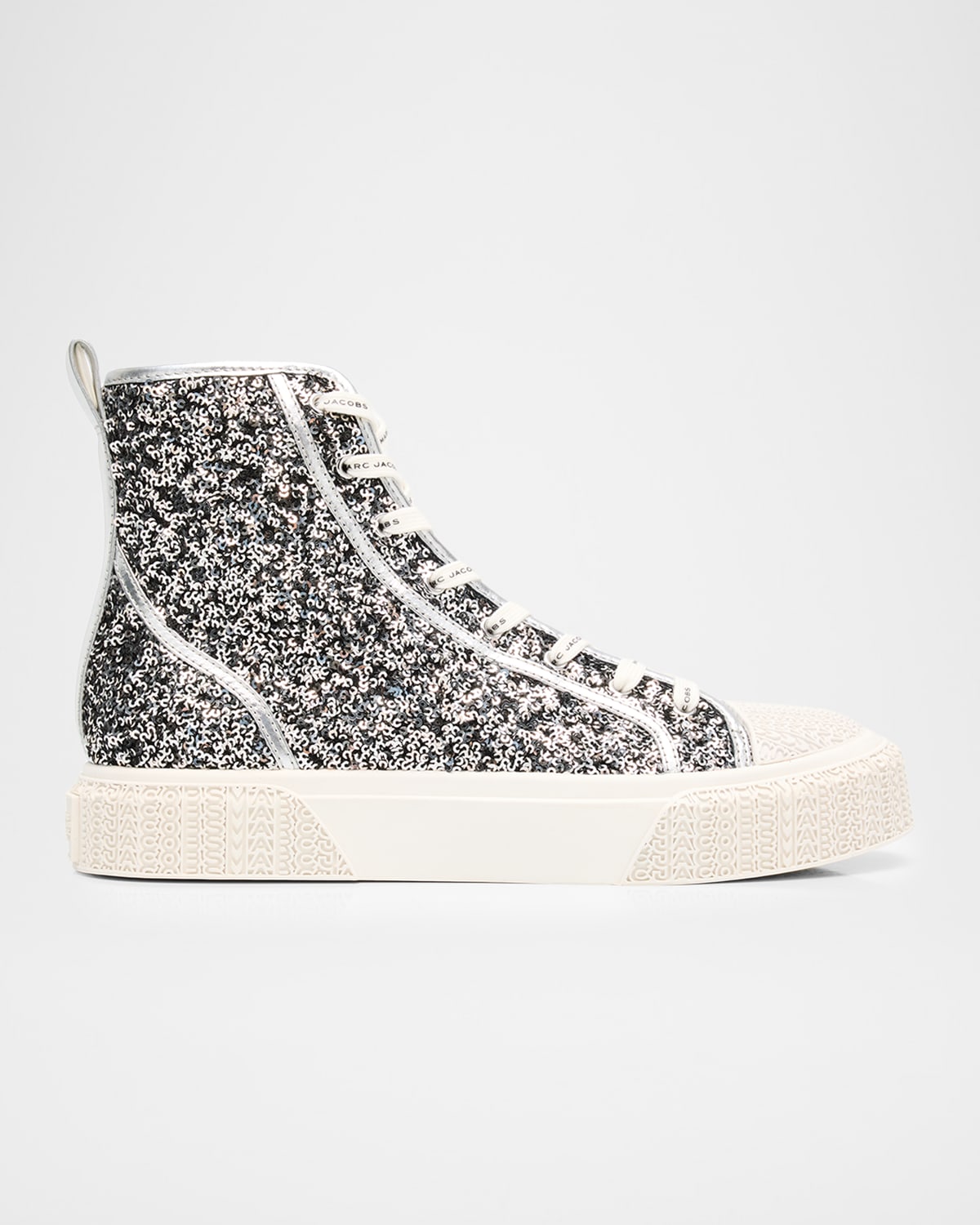 Marc Jacobs The Sequined High-top Sneakers In Silver