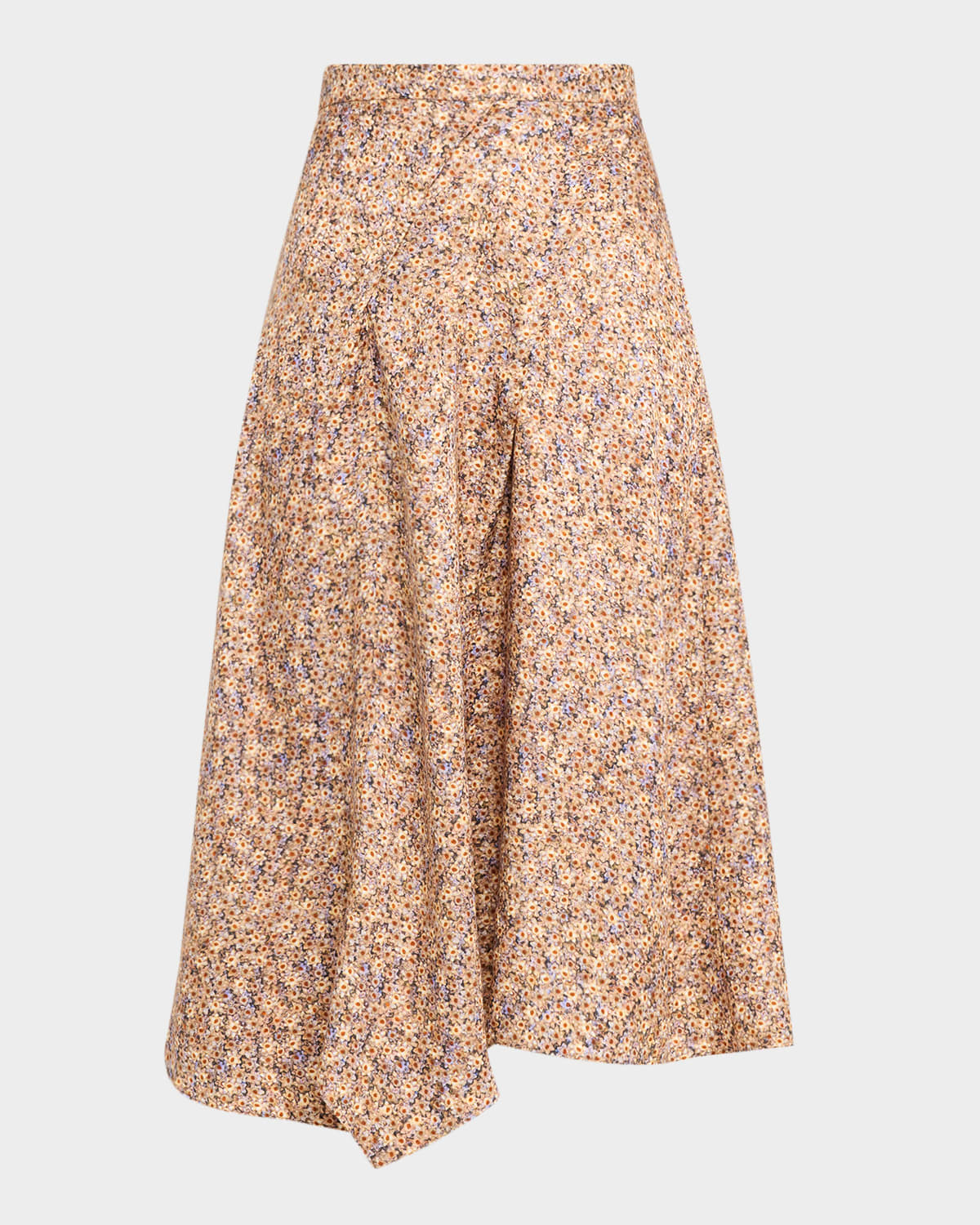 Isabel Marant Cacia Floral Silk Jacquard Asymmetric Midi Skirt
