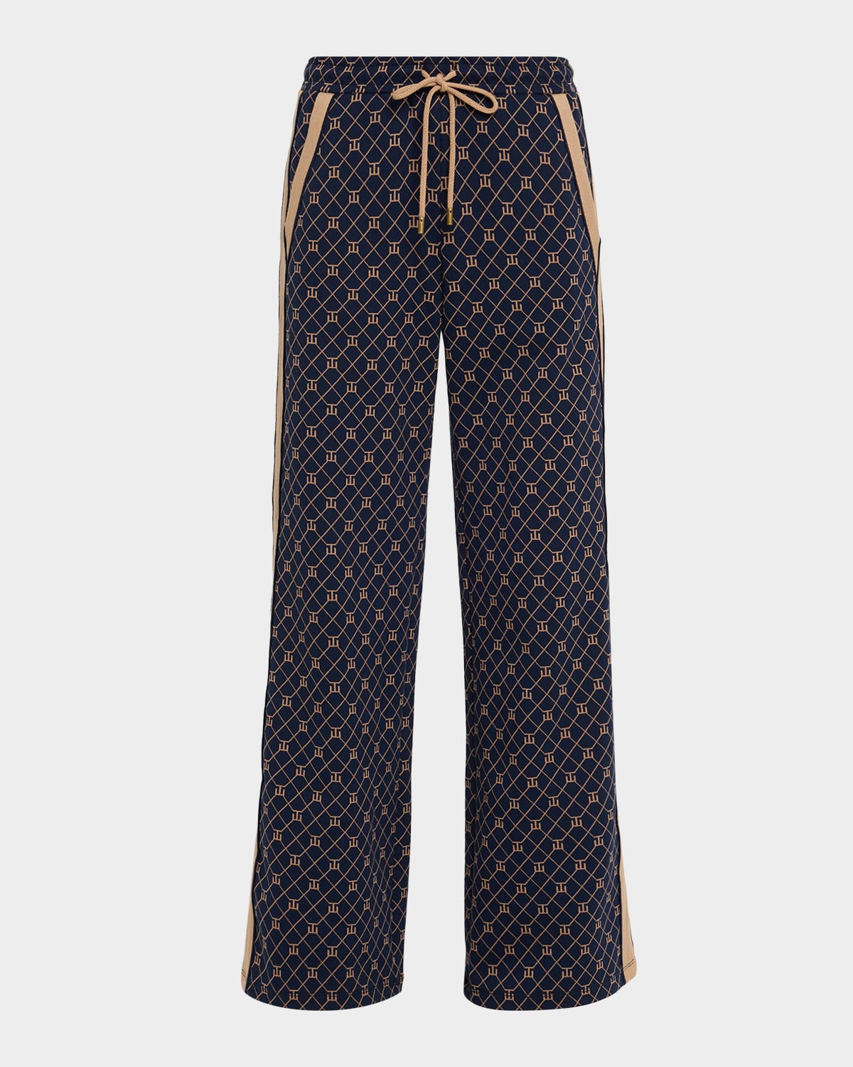 The Upside Ezra Nova Monogram Wide-leg Drawstring Sweatpants In Blue