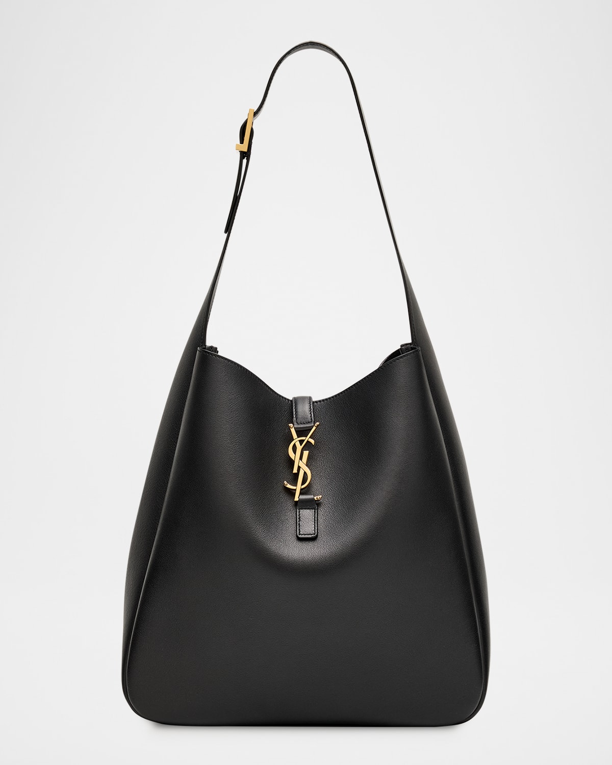 Saint Laurent Le 5 À 7 Large Ysl Shoulder Bag In Grain Leather In Black