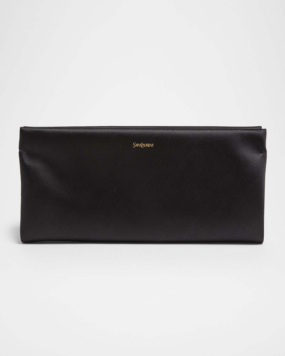 Saint Laurent Soft Ysl Clutch Bag In Satin In Black