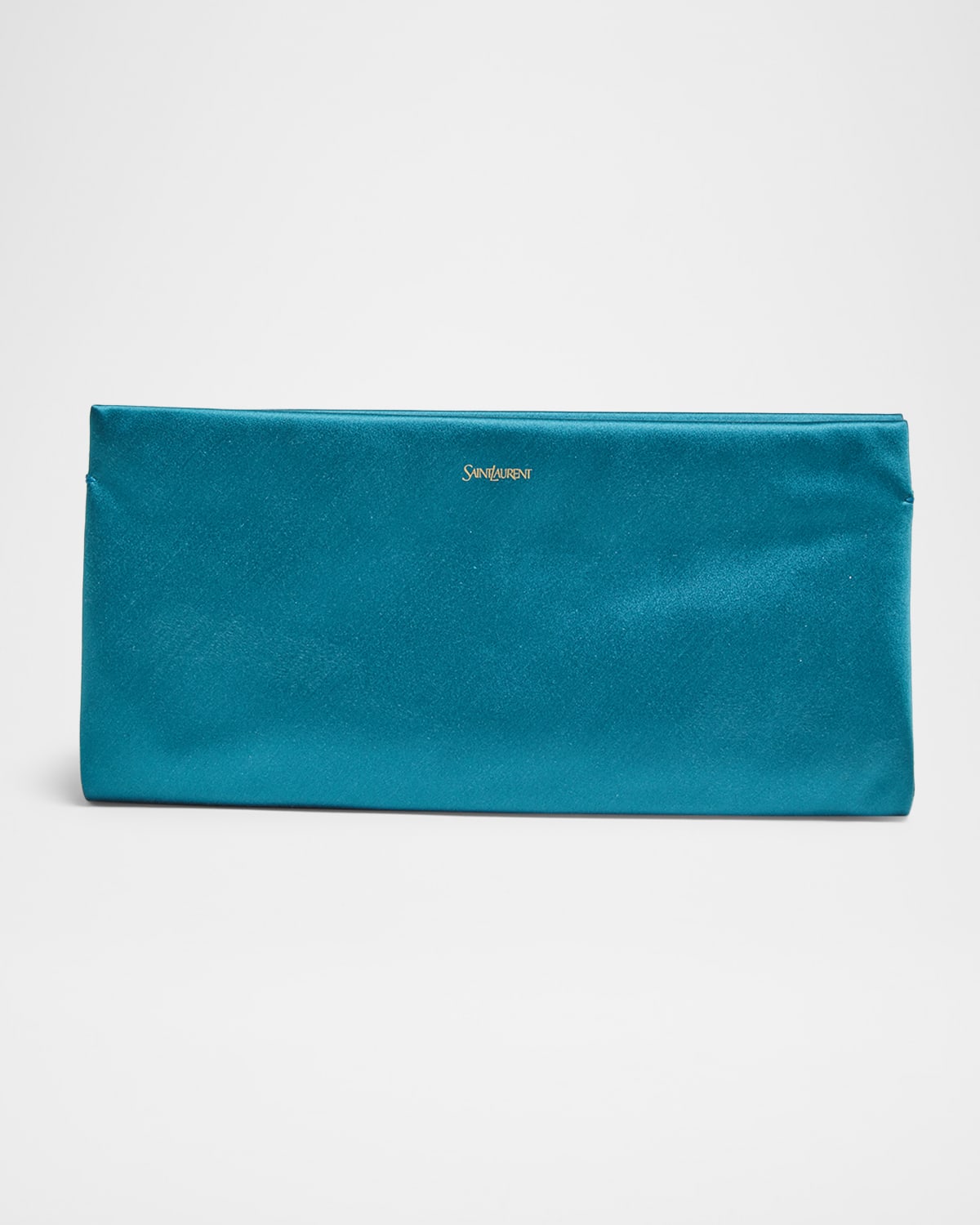 Saint Laurent Soft Ysl Clutch Bag In Satin In Blue