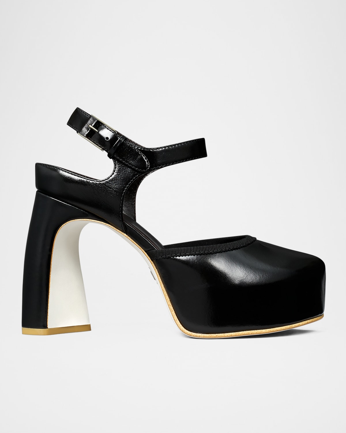 Tory Burch Peep-toe Leather Platform Sandals In Black