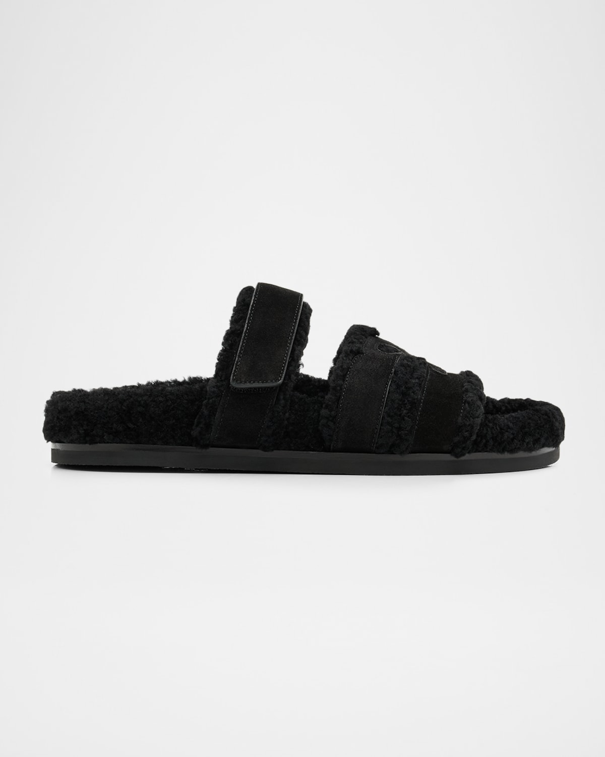 Tory Burch Ines Shearling Sport Slide Sandals In Black