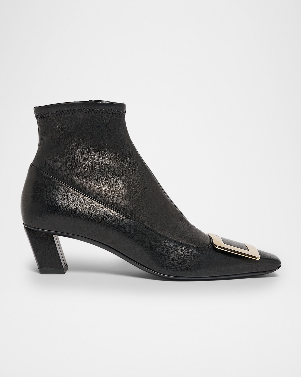 Roger Vivier Belle Vivier Buckle Leather Ankle Boots In Black