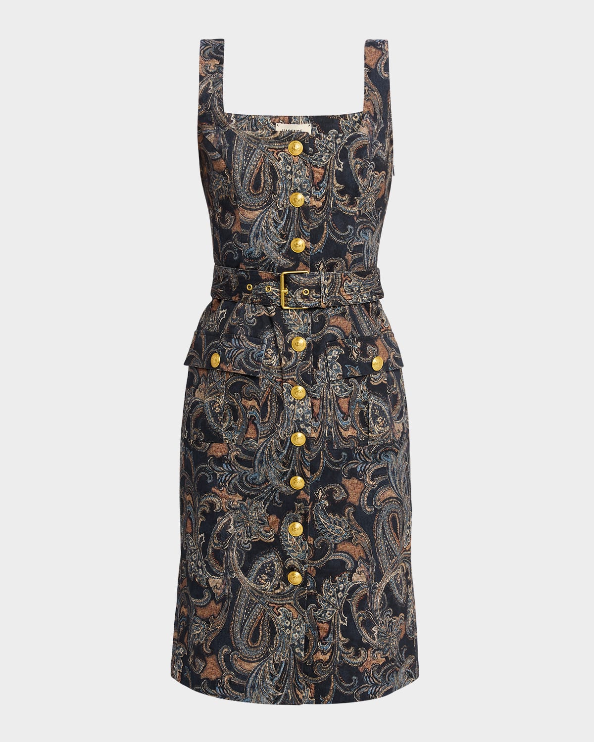 L 'Agence Idy Paisley Button-Front Midi Dress