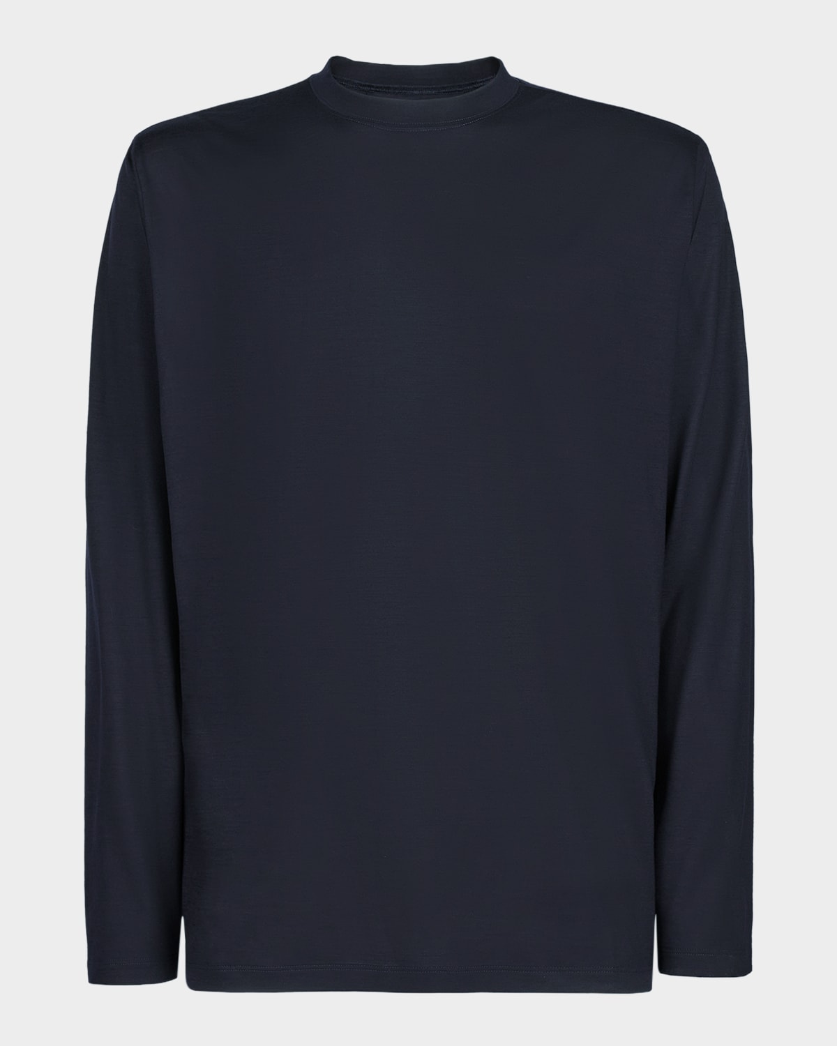 Sease Men's Easy-care Wool Jersey Long-sleeve T-shirt In Gray