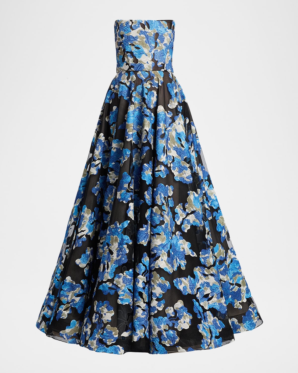 Bronx And Banco Cassandra Strapless Jacquard Organza Gown In Multi