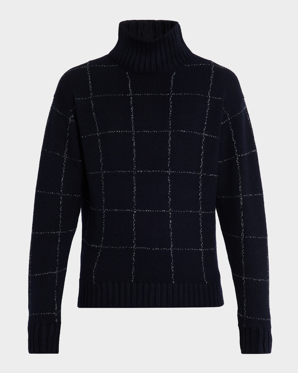 dunhill Men's Cashmere Check Intarsia Sweater
